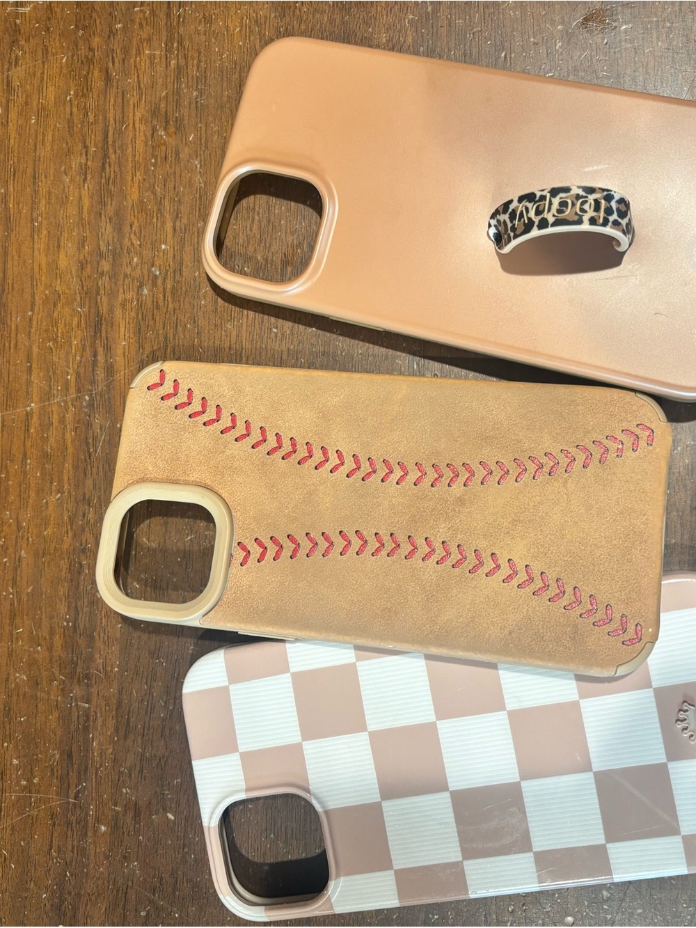 Loopy, Tan Leather Baseball Phone, & Velvet Cavier MagSafe Case iPhone 15 pluses